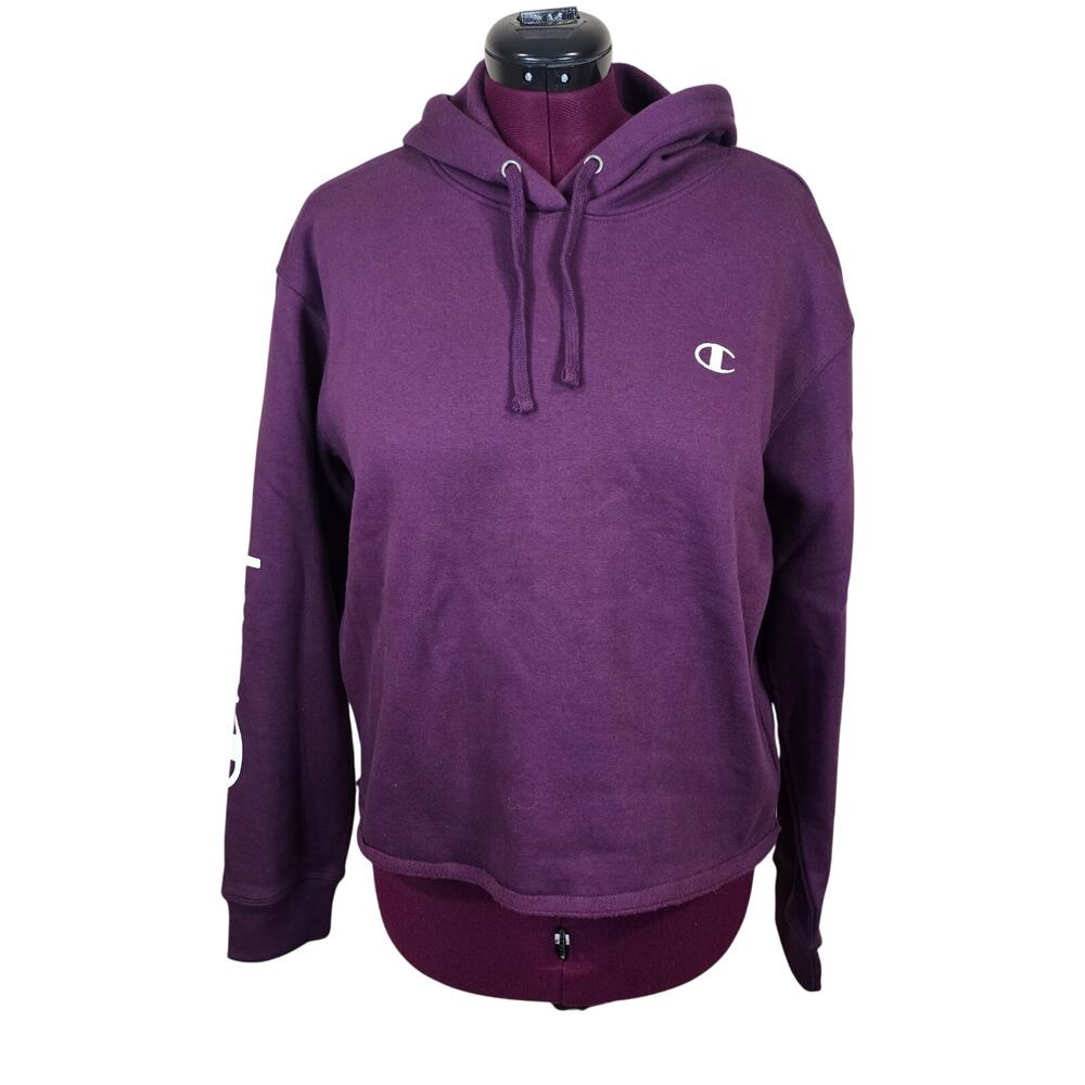 NEW NWT Women's Champion Cropped Purple Athletic Hoodie Sweatshirt | Size XL